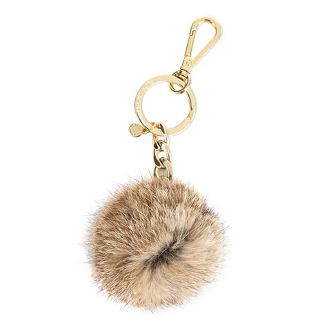 michael michael kors genuine fox fur pompom key charm